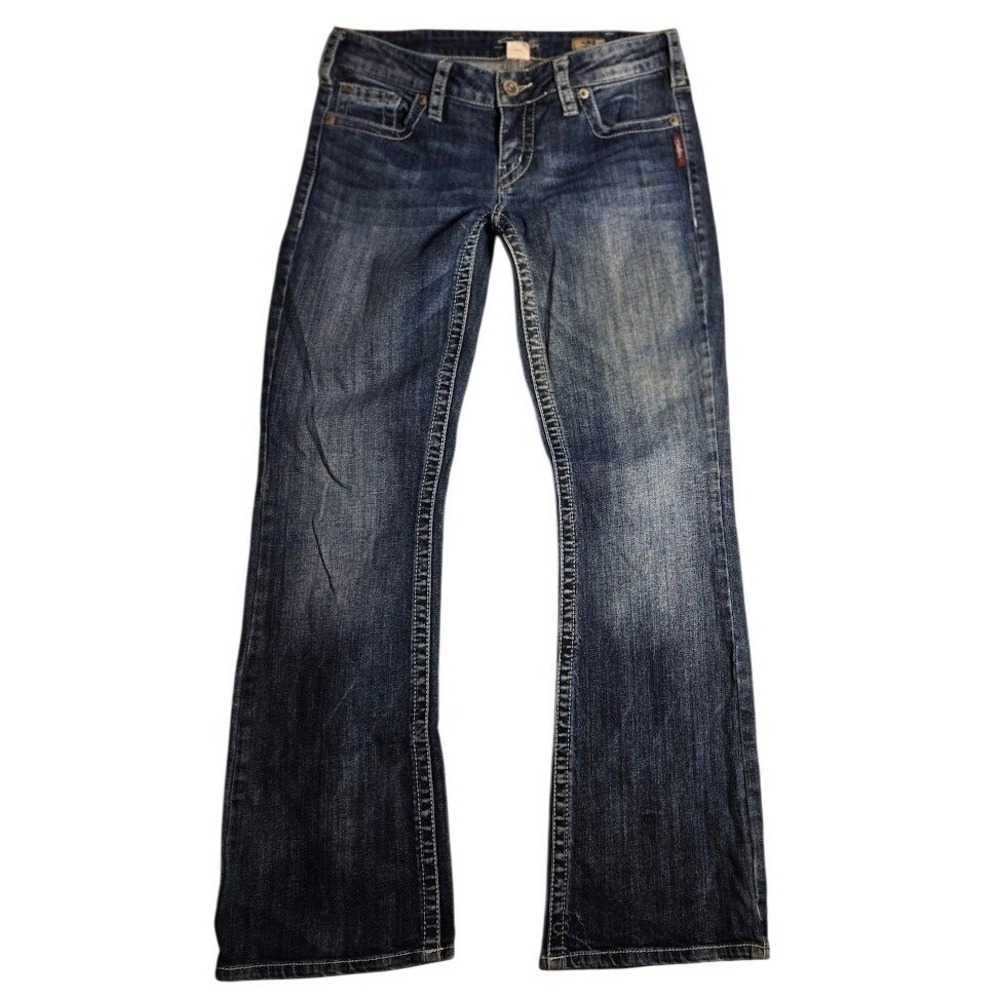 Silver Jeans Co Aiko Mid Rise Bootcut Dark Wash Whiskered Womens Size 27x30  845